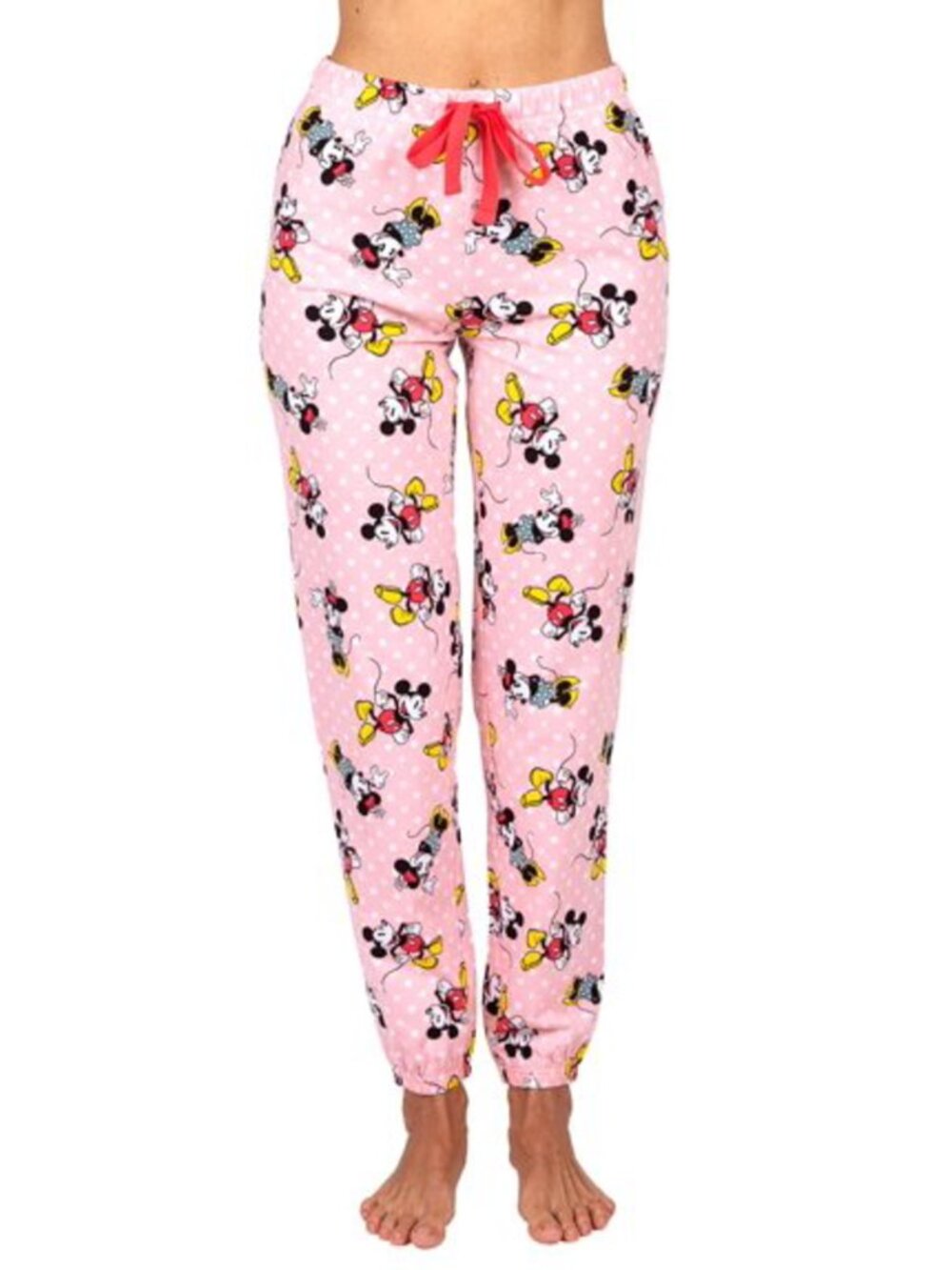 Disney Mickey Minnie Mouse Polka Dot Pajama Pants Pink Large NWT